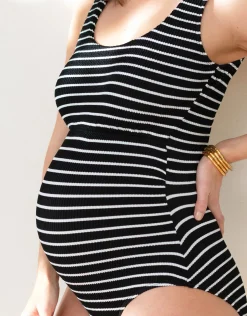 Fashion Seraphine Reef | Striped Super-Stretch Maternity Swimsuit
