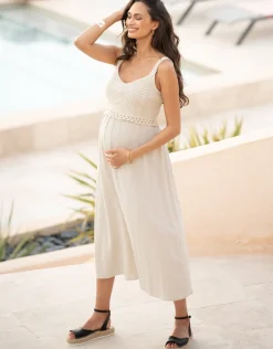 Cheap Seraphine Reign | Midi-Length Maternity-To-Nursing Dress With Crochet-Look Top
