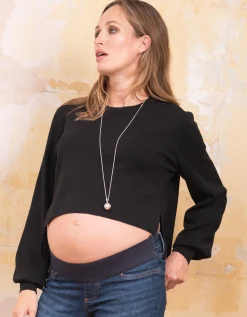 Fashion Seraphine Ren | Black Maternity & Nursing Sweater