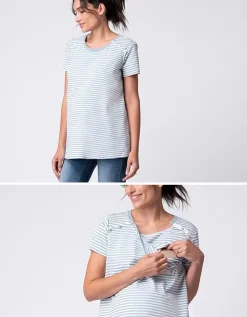 Best Seraphine Ruth | Blue & White Stripe Maternity & Nursing Tee