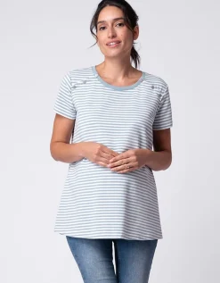 Best Seraphine Ruth | Blue & White Stripe Maternity & Nursing Tee
