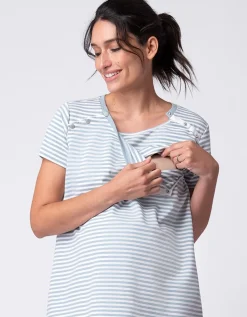Best Seraphine Ruth | Blue & White Stripe Maternity & Nursing Tee