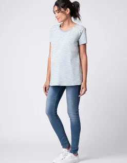 Best Seraphine Ruth | Blue & White Stripe Maternity & Nursing Tee