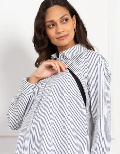 Outlet Seraphine Sakura | Pinstripe Maternity & Nursing Shirt
