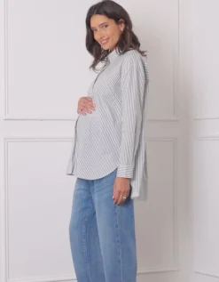 Outlet Seraphine Sakura | Pinstripe Maternity & Nursing Shirt