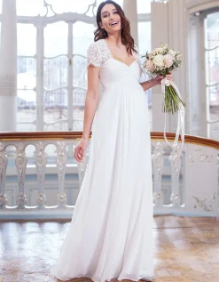 Best Sale Seraphine Santonia | Ivory Silk & Lace Maternity Wedding Gown