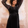 Outlet Seraphine Scarlett | Velvet & Lace Wrap Maternity & Nursing Tunic