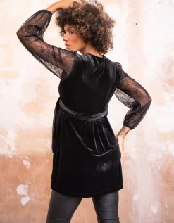 Outlet Seraphine Scarlett | Velvet & Lace Wrap Maternity & Nursing Tunic