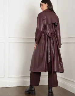 Clearance Seraphine Shakira | Vegan Leather Belted Maternity Trench Coat