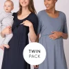 Best Seraphine Sia | Stretch Jersey Maternity & Nursing Nighties u2013 Twin Pack