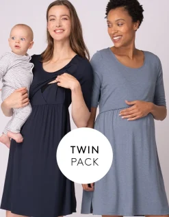 Best Seraphine Sia | Stretch Jersey Maternity & Nursing Nighties u2013 Twin Pack