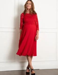 Fashion Seraphine Sinatra | Lace Top and Pleated Maternity & Nursing Skirt Dress