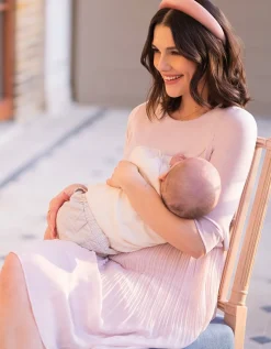 Clearance Seraphine Sophian | Blush Pink Pleated Maternity & Nursing Dress