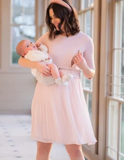 Clearance Seraphine Sophian | Blush Pink Pleated Maternity & Nursing Dress