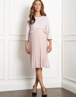Shop Seraphine Sophiana | Pleated Skirt Maternity & Nursing Dress with Belt