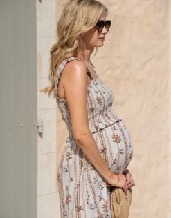 Clearance Seraphine Soren | Cotton Strappy Midi Maternity-To-Nursing  Dress