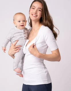Store Seraphine Suri | Long Sleeve Maternity to Nursing Tops u2013 Twin Pack, White & Grey