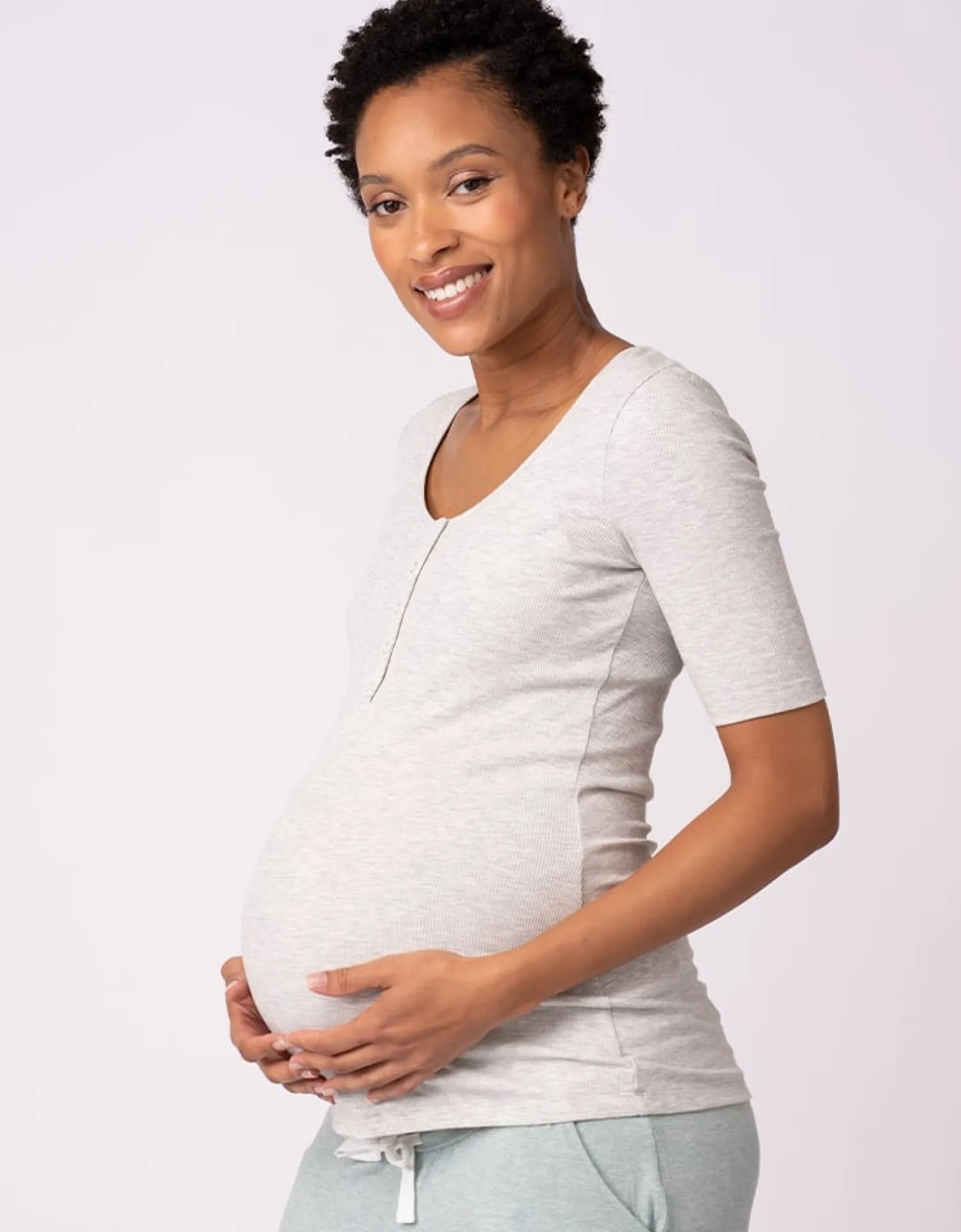 Store Seraphine Suri | Long Sleeve Maternity to Nursing Tops u2013 Twin Pack, White & Grey