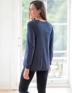 Discount Seraphine Sybil | Blue Cotton Blend Maternity & Nursing Sweatshirt