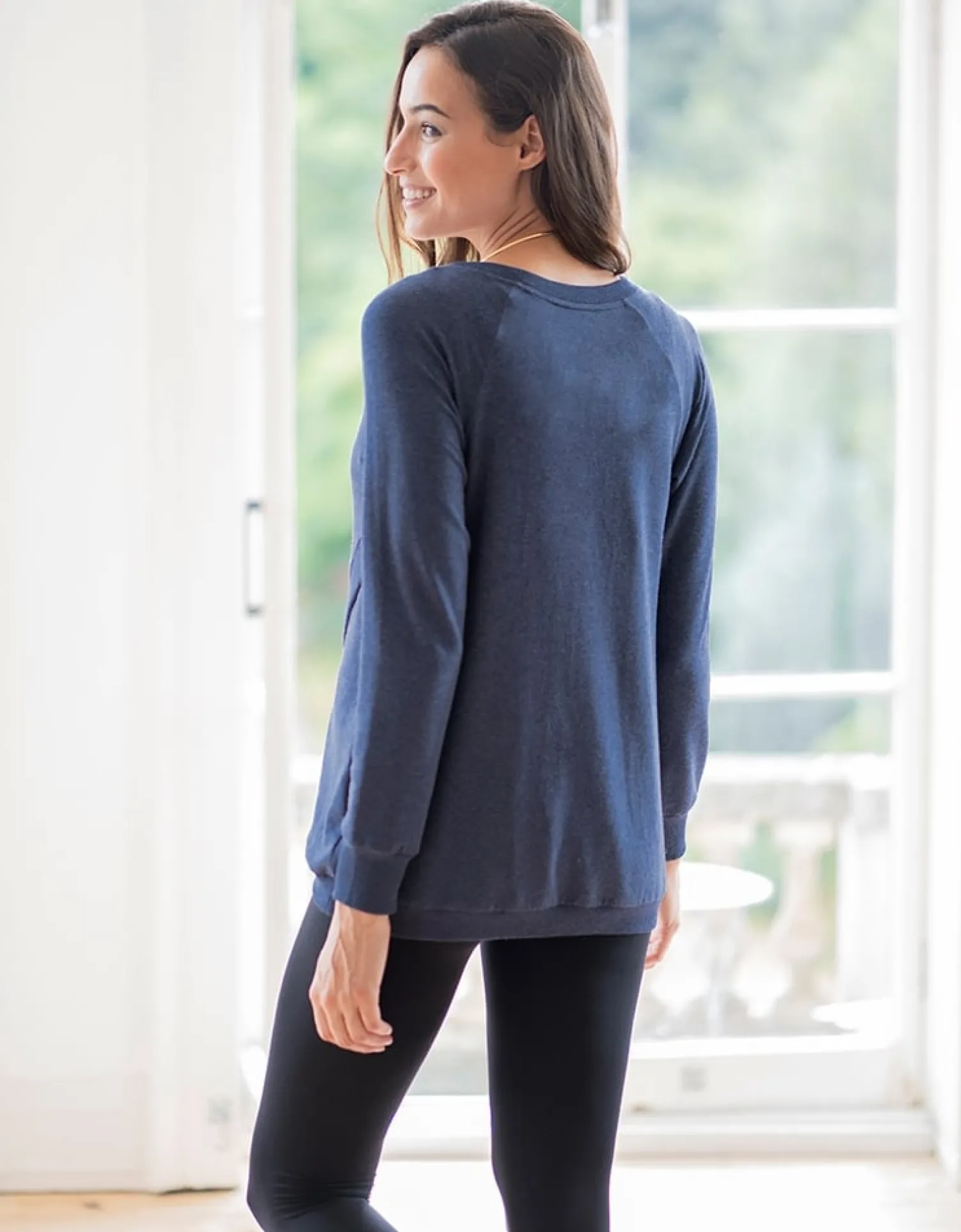 Discount Seraphine Sybil | Blue Cotton Blend Maternity & Nursing Sweatshirt