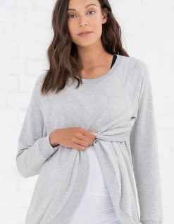 Best Seraphine Sybil | Grey Cotton Blend Maternity & Nursing Sweatshirt