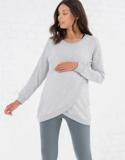 Best Seraphine Sybil | Grey Cotton Blend Maternity & Nursing Sweatshirt