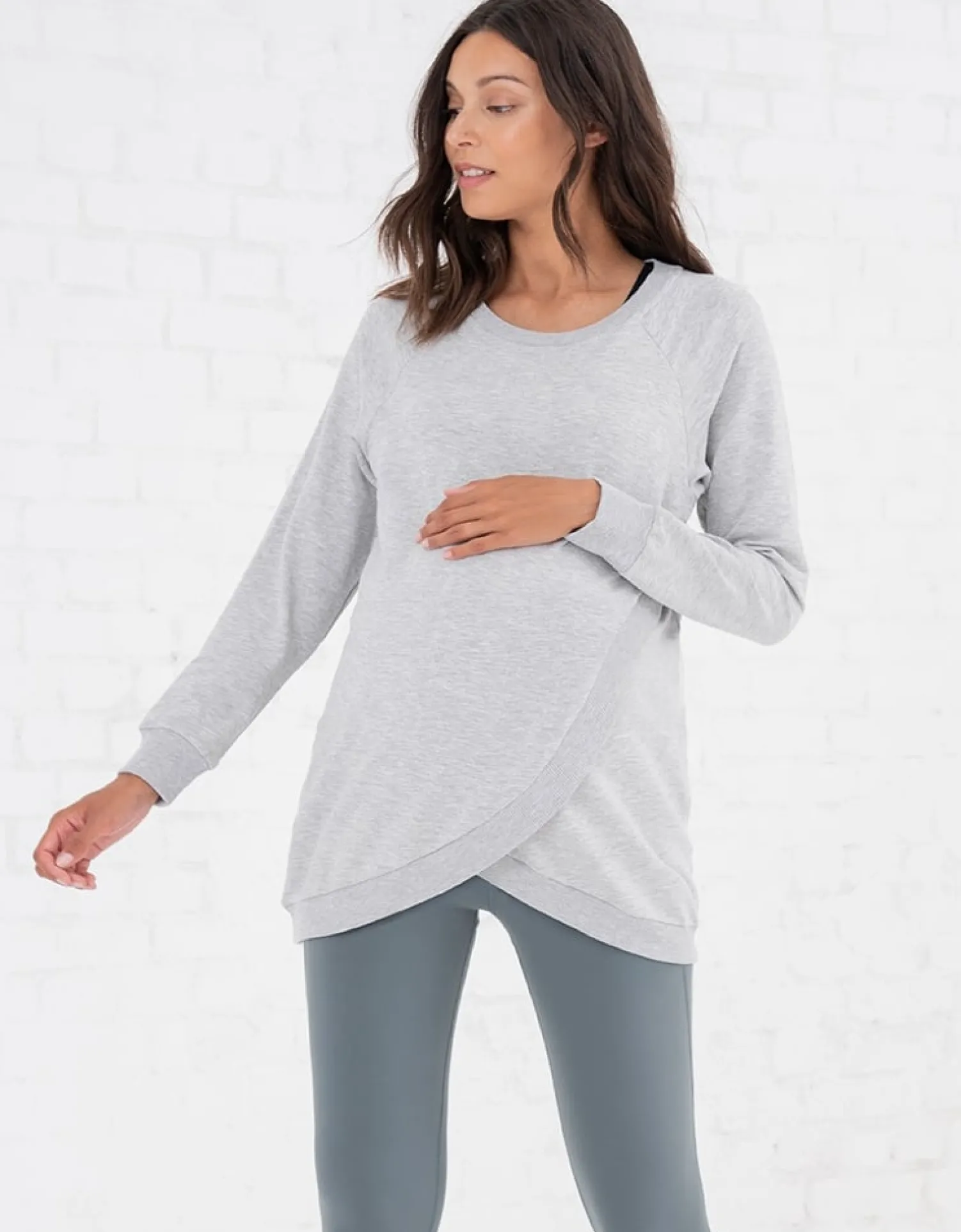 Best Seraphine Sybil | Grey Cotton Blend Maternity & Nursing Sweatshirt