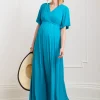 New Seraphine Sydney | Turquoise Blue Jersey Maternity to Nursing Maxi Dress