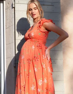 Discount Seraphine Tanya | Flutter Sleeve Maxi Wrap Maternity Dress