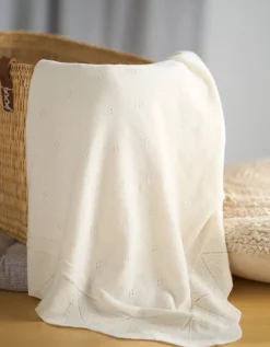 New Seraphine Toby | Ecru Cellular Baby Blanket