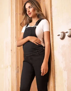 Shop Seraphine Trav | Black Denim Maternity Overalls