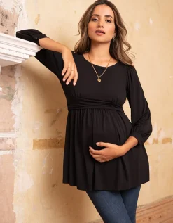 Fashion Seraphine Triona | Black Empire Waist Maternity & Nursing Top