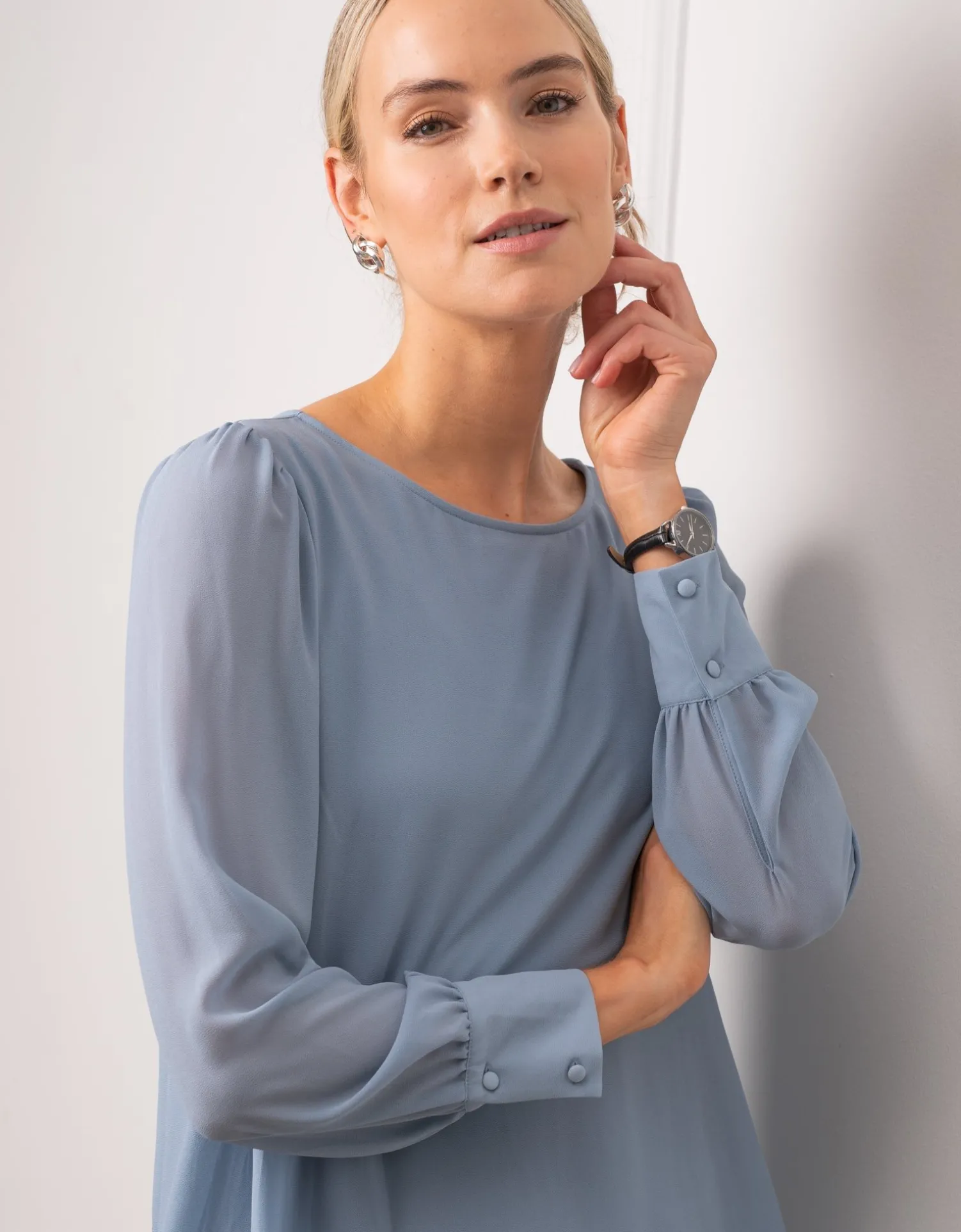 Fashion Seraphine Tulip | Slate Blue Layered Maternity & Nursing Top