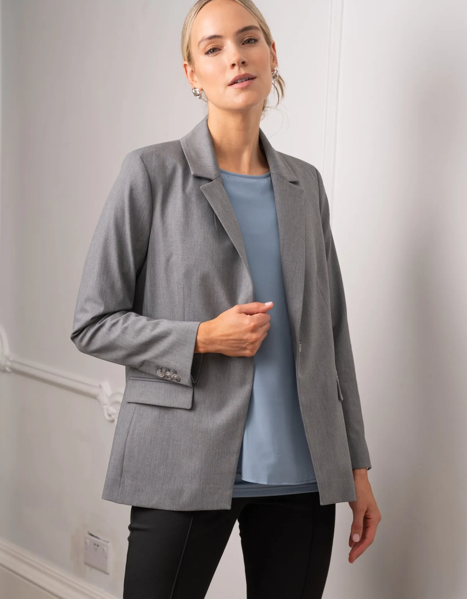 Fashion Seraphine Tulip | Slate Blue Layered Maternity & Nursing Top