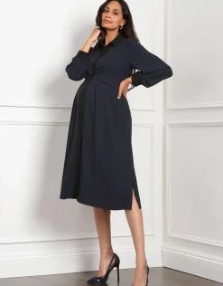 Outlet Seraphine Vivian | Pleated Waist Maternity & Nursing Shirt Dress