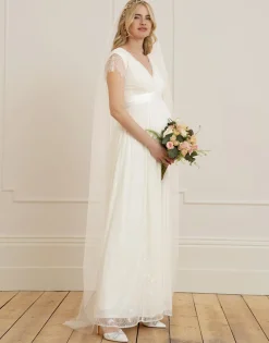 Shop Seraphine Vivienne | Long Lace V Neck Maternity Bridal Gown