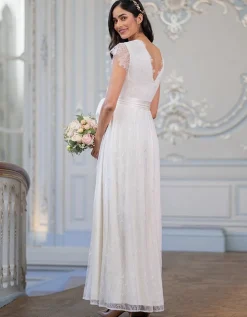 Shop Seraphine Vivienne | Long Lace V Neck Maternity Bridal Gown