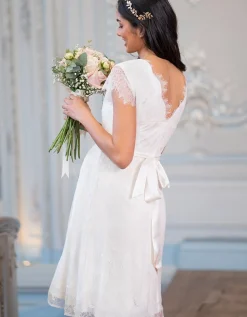 Discount Seraphine Vivienne | Short Lace V Neck Maternity Wedding Dress