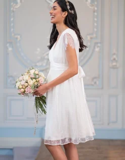 Discount Seraphine Vivienne | Short Lace V Neck Maternity Wedding Dress