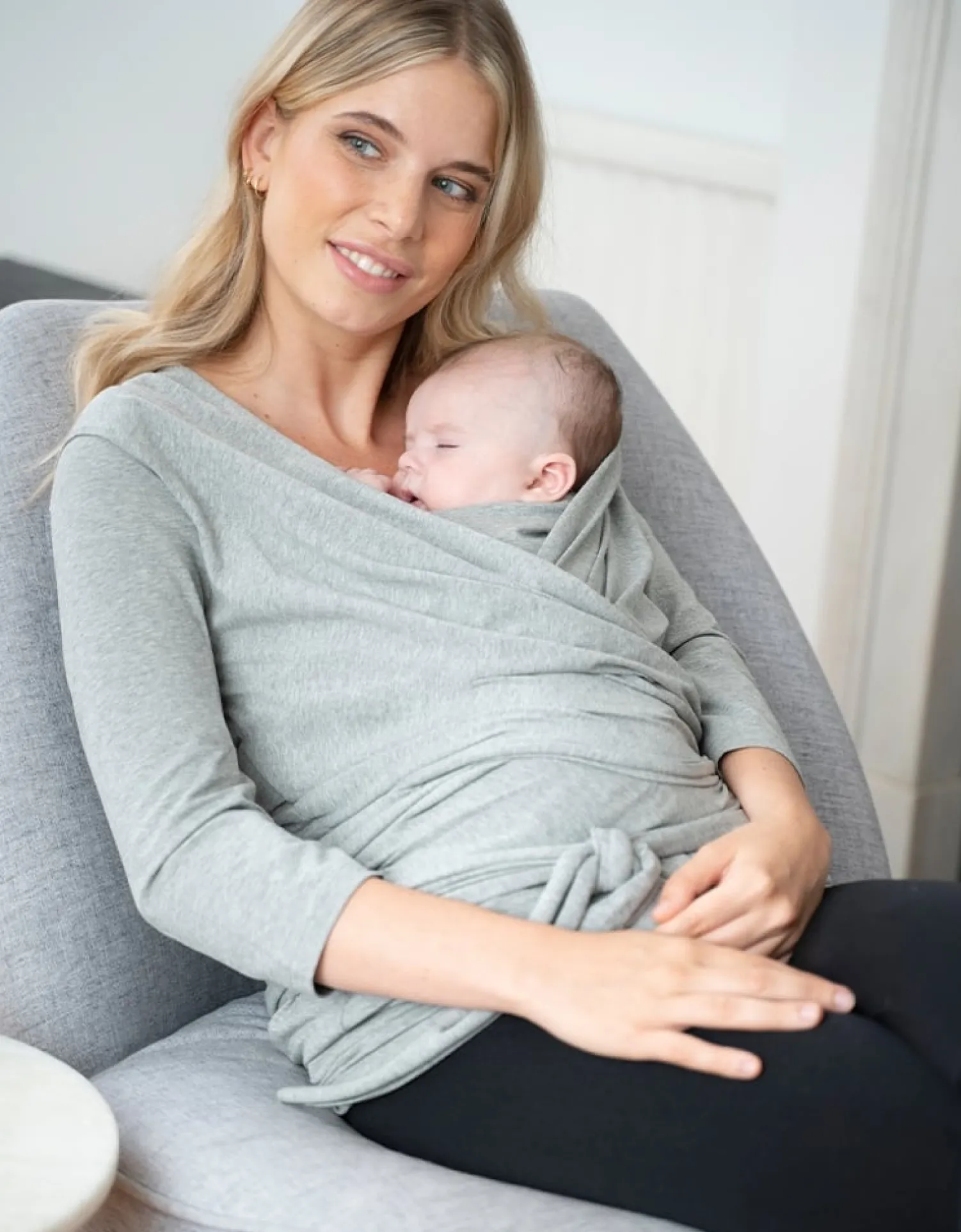 Best Seraphine Winifrid | Grey Cotton u00be Sleeve Skin to Skin Top