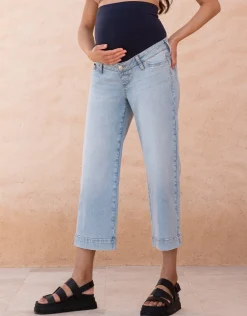 Sale Seraphine Wolfe | Organic Cropped Straight Wide Leg Maternity Jeans