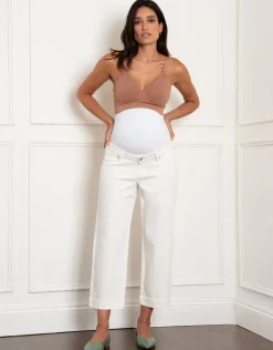 Best Seraphine Wolfe | Organic Cropped Straight Wide-Leg Maternity Jeans
