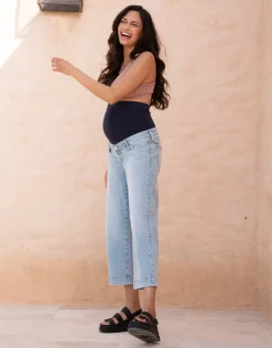 Sale Seraphine Wolfe | Organic Cropped Straight Wide Leg Maternity Jeans