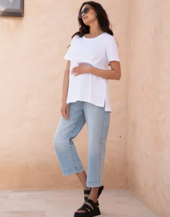 Sale Seraphine Wolfe | Organic Cropped Straight Wide Leg Maternity Jeans