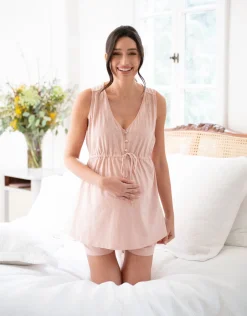 New Seraphine Zenaida | Cotton Short Pajama Maternity-To-Nursing Set