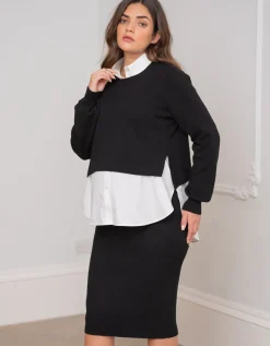 Shop Seraphine Zia | Ribbed Knit Black Maternity Pencil Skirt