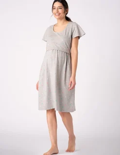 Cheap Seraphine Zoelle | Spot Print Mama & Mini Maternity to Nursing Nightdress Set u2013 Grey